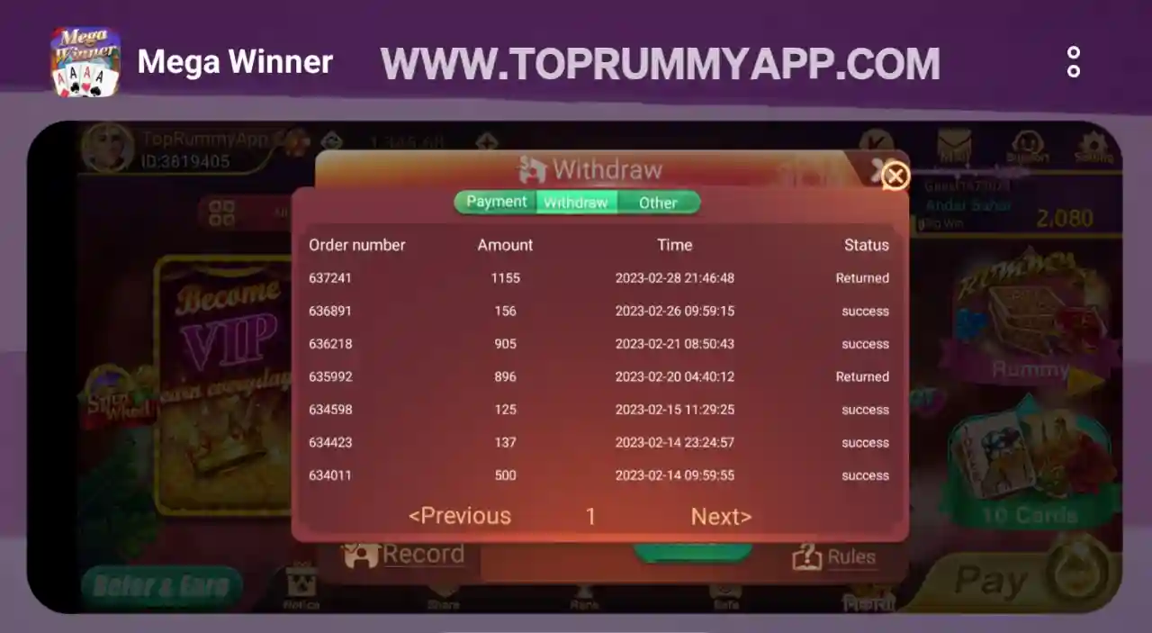 Mega Winner App Payment Proof All Rummy App List 51 Bonus