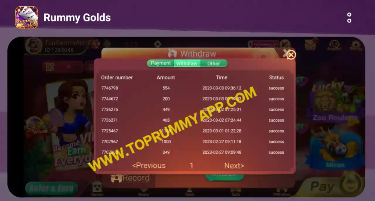 Rummy Golds Payment Proof Top 20 Rummy Apps List