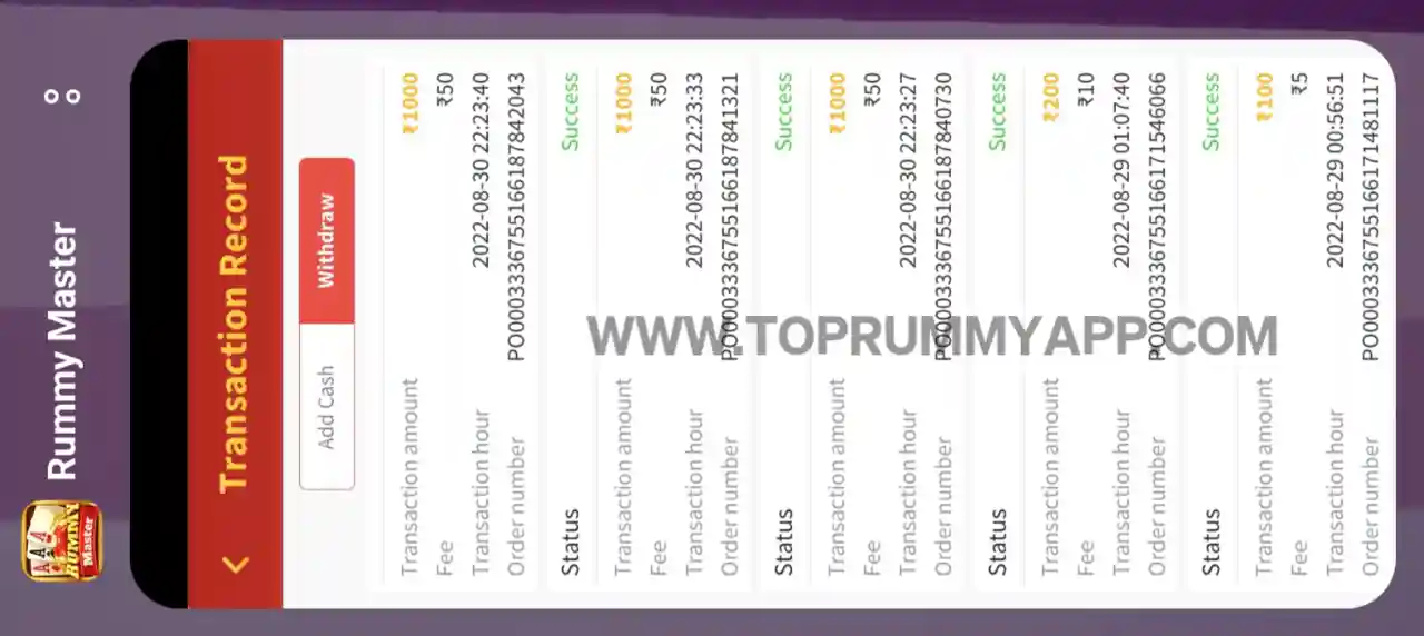 Rummy Master Payment Proof Top 20 Rummy App List