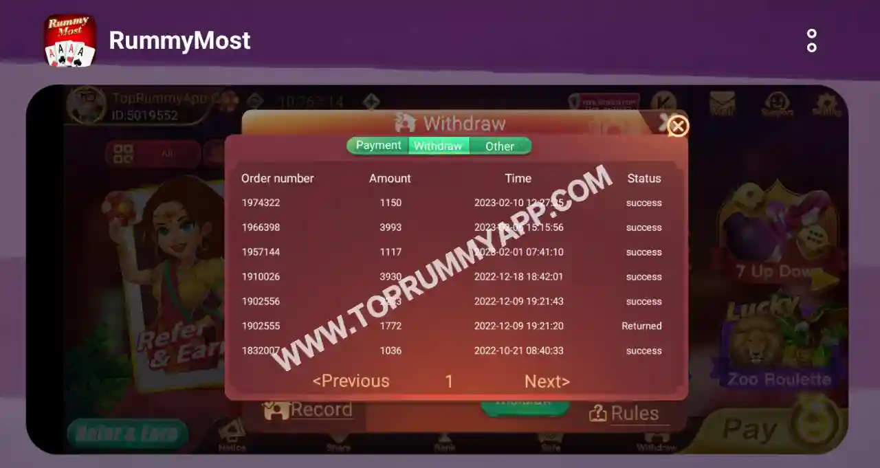 Rummy Most Payment Proof Top 20 Rummy App List