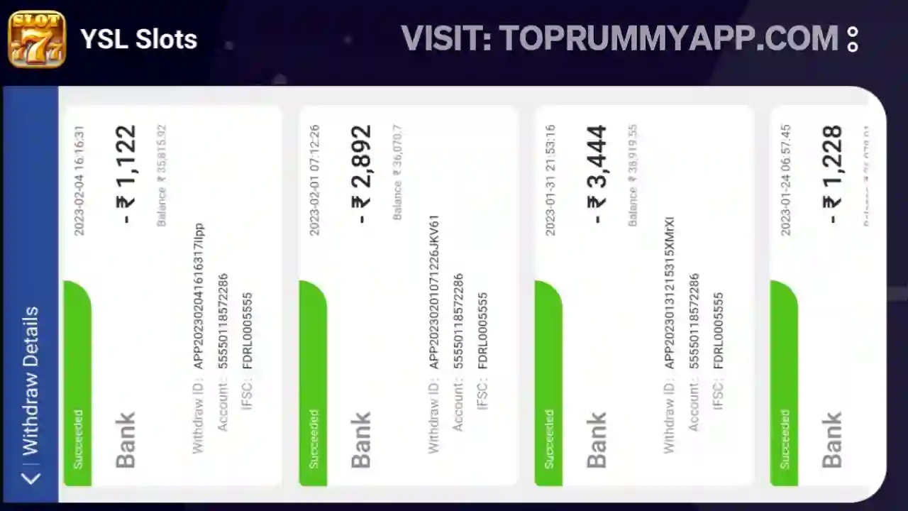 Ysl Slots App Payment proof Top Rummy App